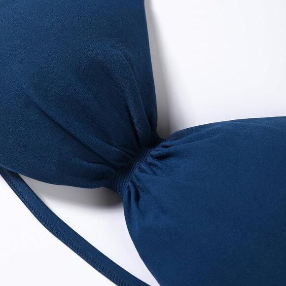 Ensign Blue Seamless Backless Padded Sports Bra with Adjustable Straps for Women - Picture 4 of 6